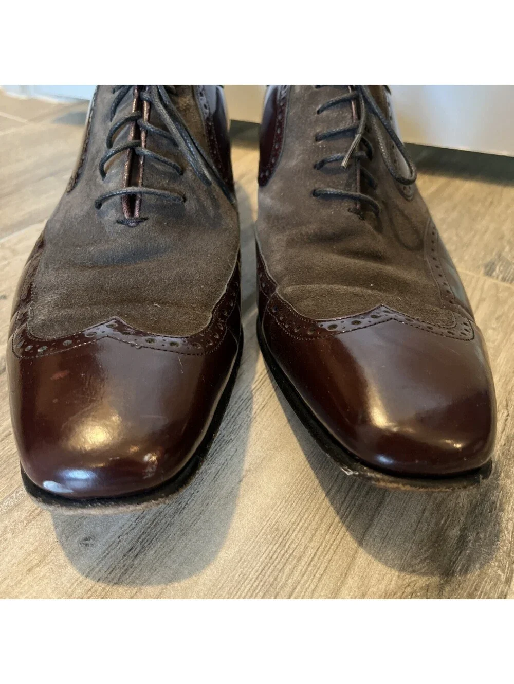 MEZLAN 1968 MENS DRESS OXFORDS LEATHER SUEDE SIZE 10.5M MADE IN SPAIN OXBLOOD